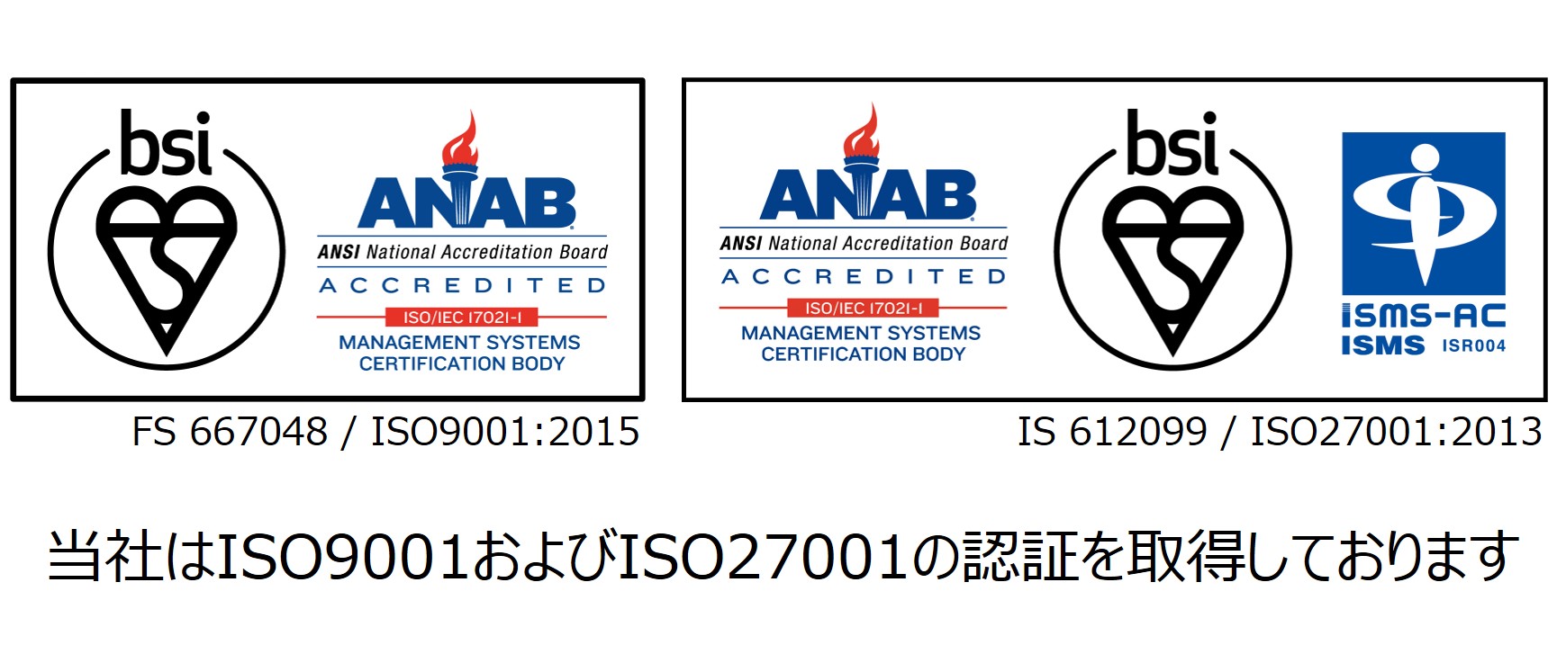 当社はISO27001の認証を取得しております